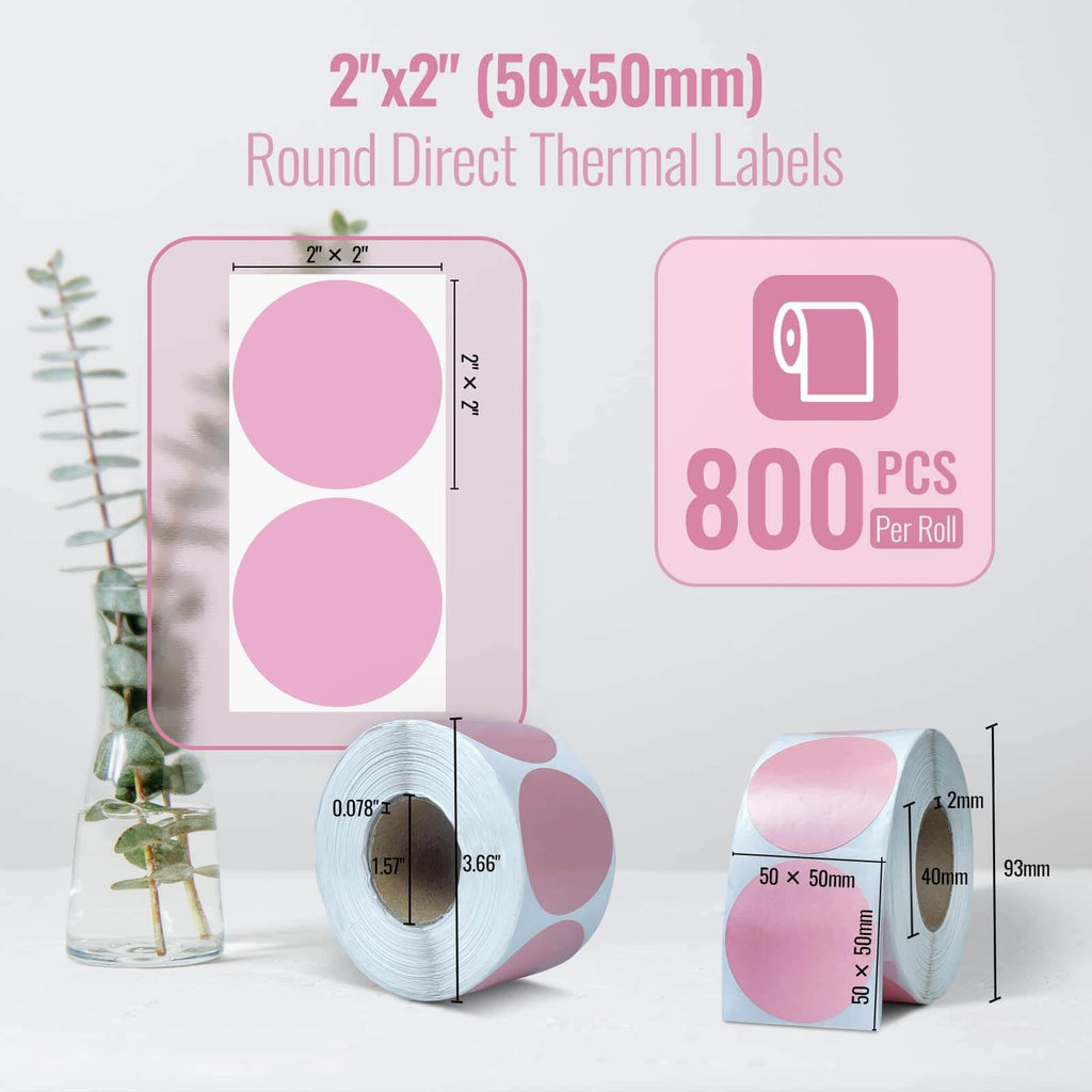 50mm*50mm*800 Pink Circle Thermal Sticker Label – HotLabel